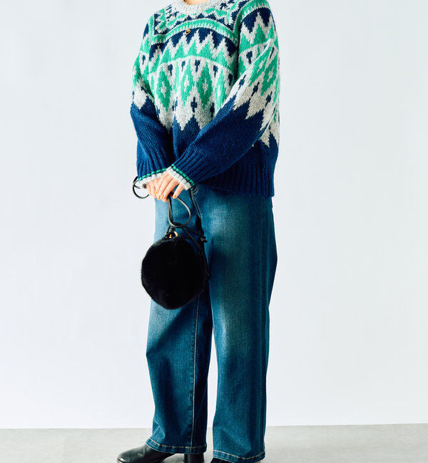  「《体型カバー◎WEB限定》起毛求心ジャガードニット」|ニット・セーター|