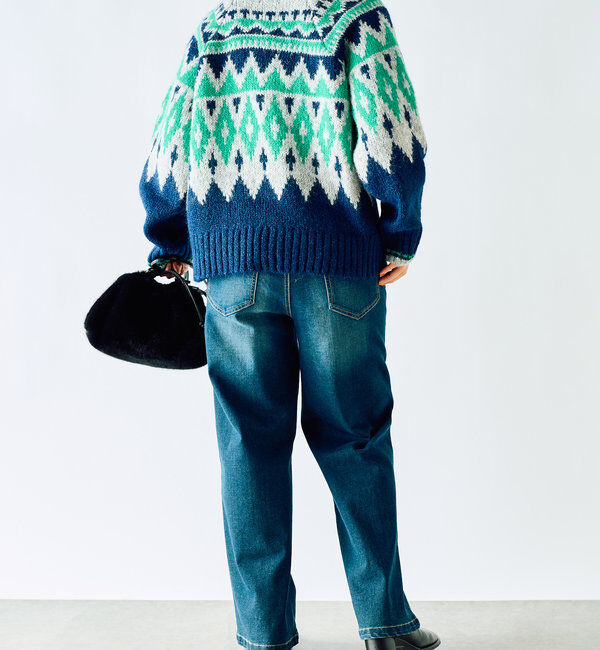  「《体型カバー◎WEB限定》起毛求心ジャガードニット」|ニット・セーター|