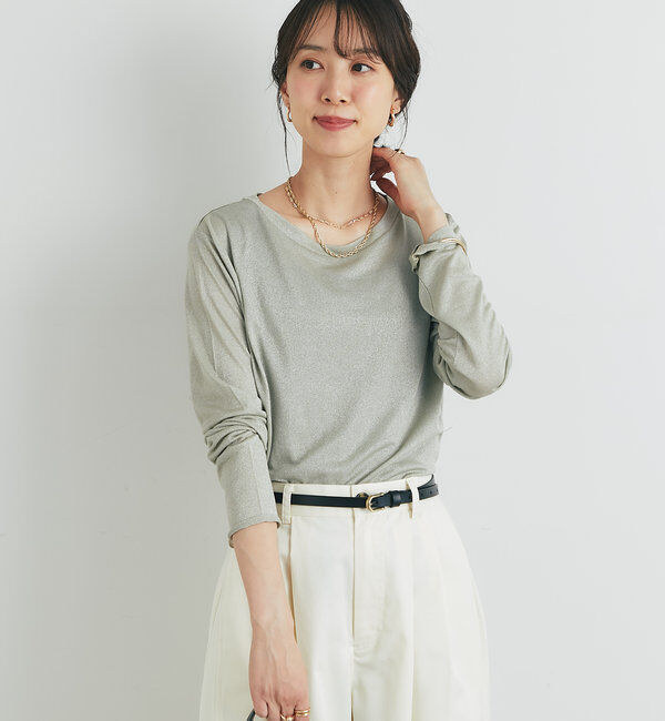  「《ヘルシーな透け感》ラメシアーロンT」|Tシャツ・カットソー|