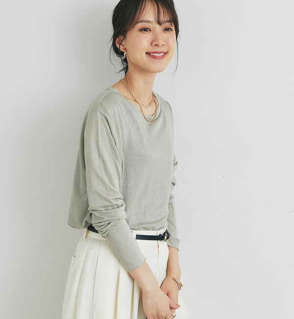  「《ヘルシーな透け感》ラメシアーロンT」|Tシャツ・カットソー|