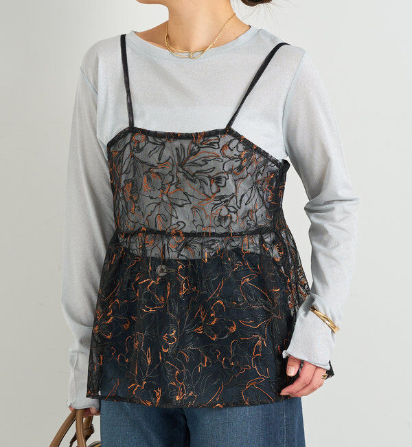  「《ヘルシーな透け感》ラメシアーロンT」|Tシャツ・カットソー|