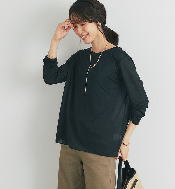  「《ヘルシーな透け感》ラメシアーロンT」|Tシャツ・カットソー|