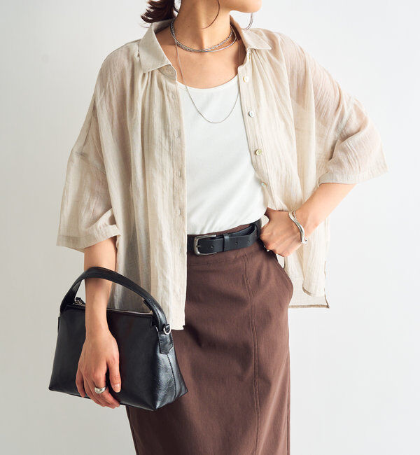  「《1枚着にも・羽織にも◎》ガーゼタッチシアーシャツ」|シャツ・ブラウス|