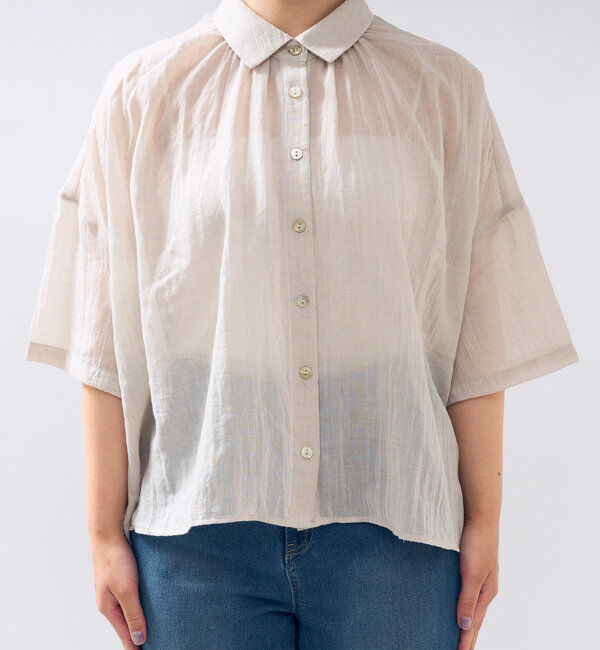  「《1枚着にも・羽織にも◎》ガーゼタッチシアーシャツ」|シャツ・ブラウス|