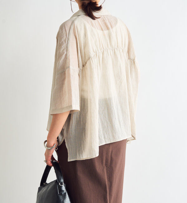  「《1枚着にも・羽織にも◎》ガーゼタッチシアーシャツ」|シャツ・ブラウス|