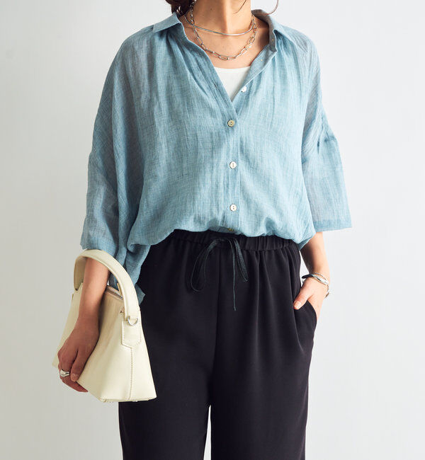  「《1枚着にも・羽織にも◎》ガーゼタッチシアーシャツ」|シャツ・ブラウス|