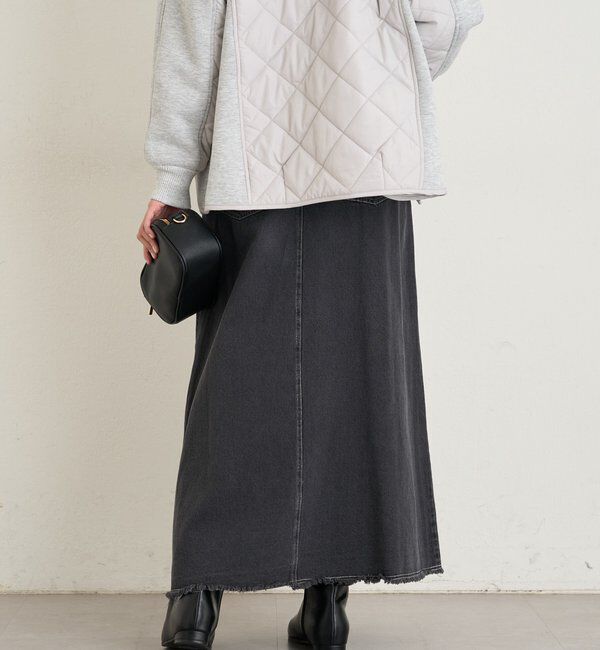  「《大人のこなれ感》フリンジ切替デニムフレアスカート」|スカート|