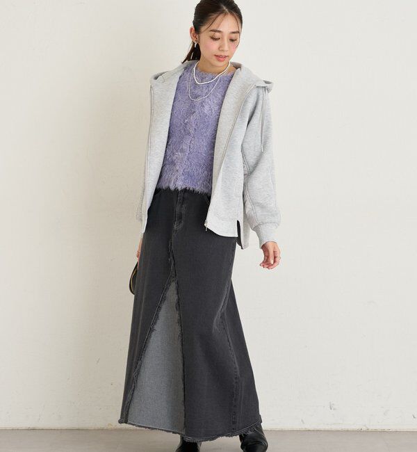  「《大人のこなれ感》フリンジ切替デニムフレアスカート」|スカート|