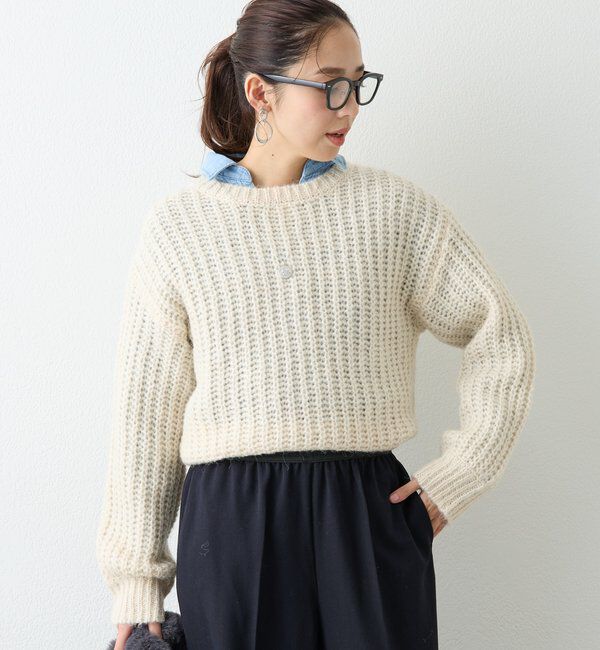  「《ふわふわな着心地》ボールドへアリーヤーンニット」|ニット・セーター|
