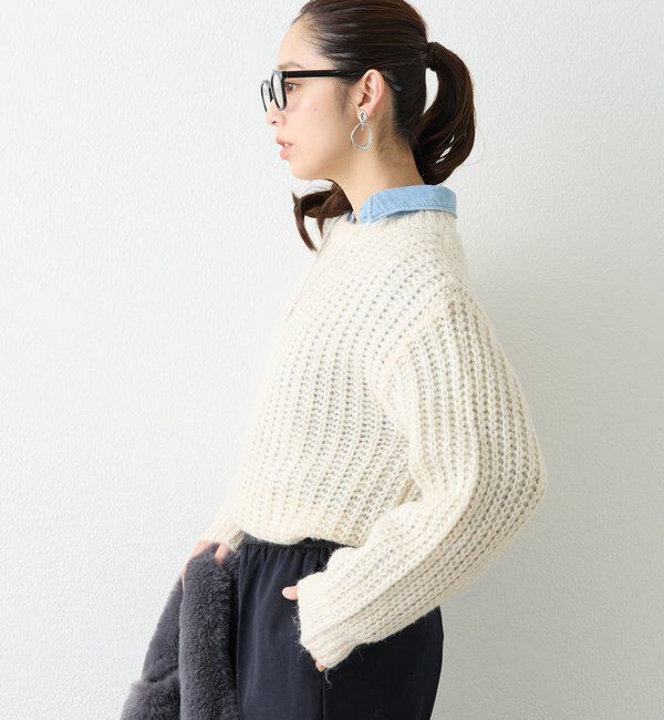  「《ふわふわな着心地》ボールドへアリーヤーンニット」|ニット・セーター|