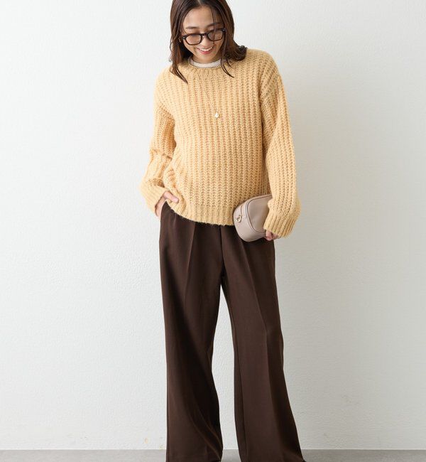  「《ふわふわな着心地》ボールドへアリーヤーンニット」|ニット・セーター|