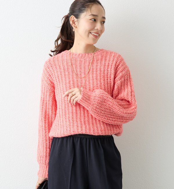  「《ふわふわな着心地》ボールドへアリーヤーンニット」|ニット・セーター|