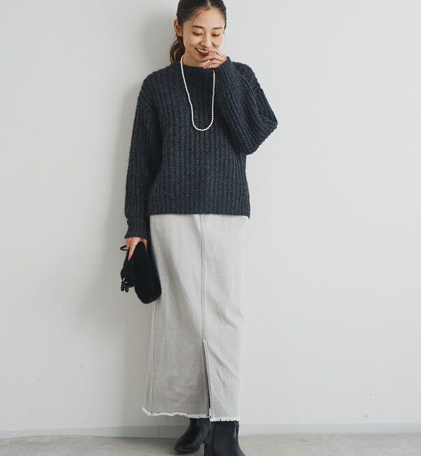  「《ふわふわな着心地》ボールドへアリーヤーンニット」|ニット・セーター|