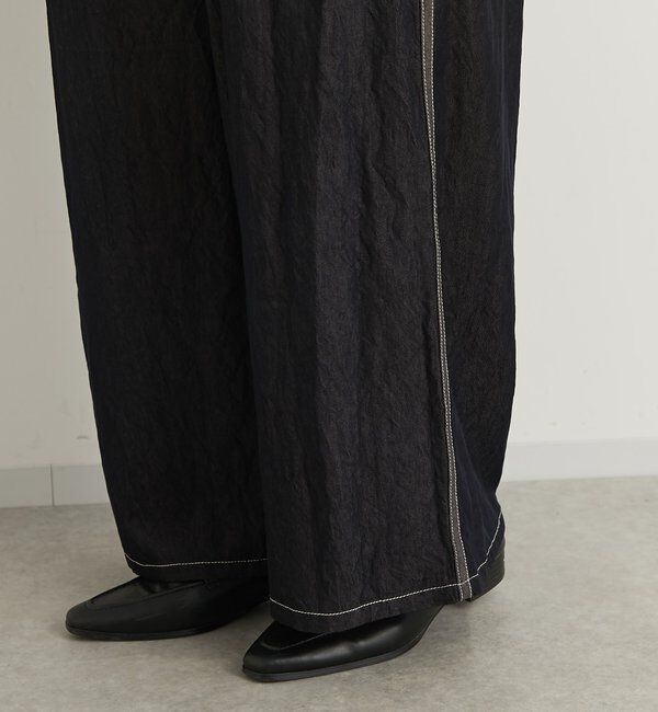  「《楽な履き心地》シャイニーデニムワイドパンツ」|デニム|