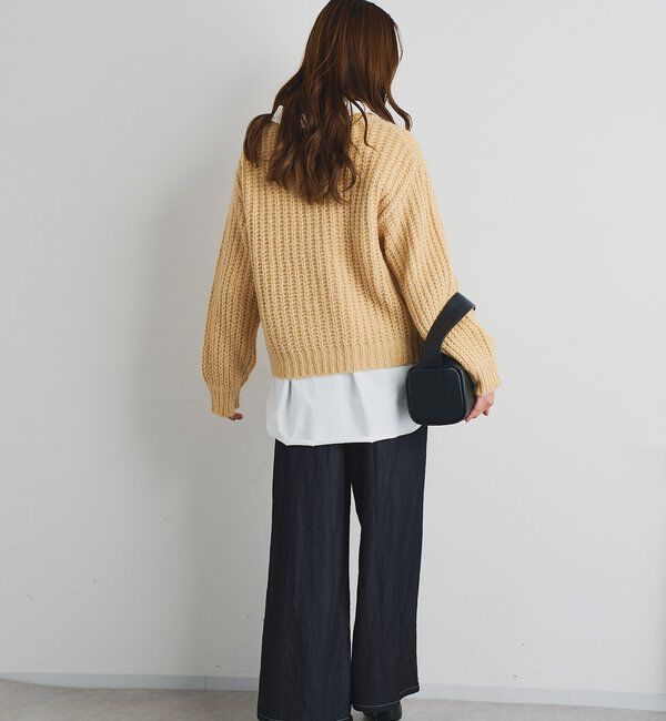  「《楽な履き心地》シャイニーデニムワイドパンツ」|デニム|