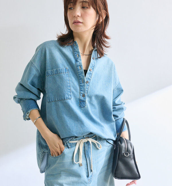  「【MONN.:.(モン)】デニムプルオーバー」|シャツ・ブラウス|ブルー