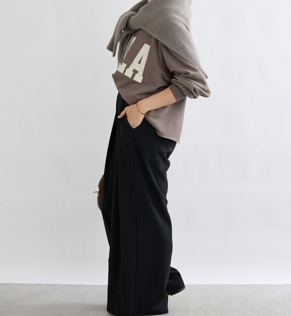  「【ウォッシャブル】【シーズンレスで使える】タックワイドスラックス」|チノ|