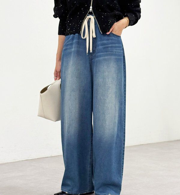  「【柔らかな履き心地】ドロストルーズデニム」|デニム|ネイビー