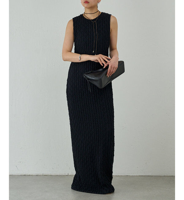  「【PEAS】ジャガードノースリカットワンピース」|ワンピース|ブラック