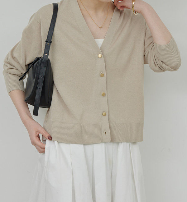  「【接触冷感/アンサンブル対応】アイシーコットンVカーデ」|ニット・セーター|