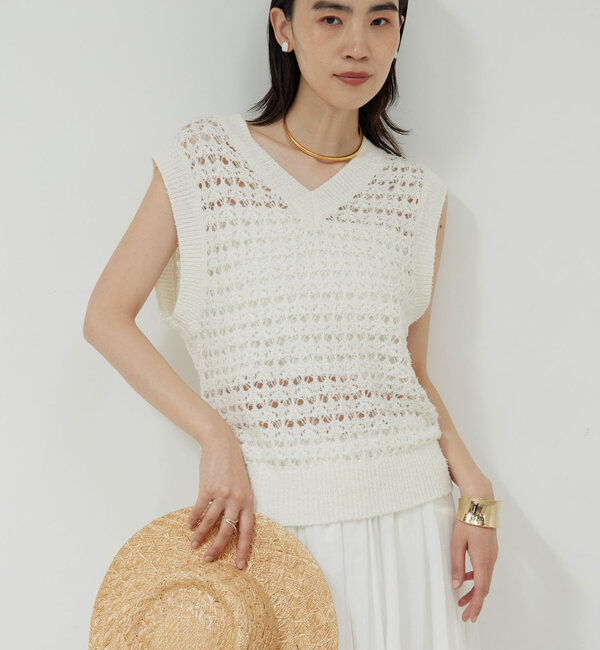  「透かし編みニットベスト」|ニット・セーター|