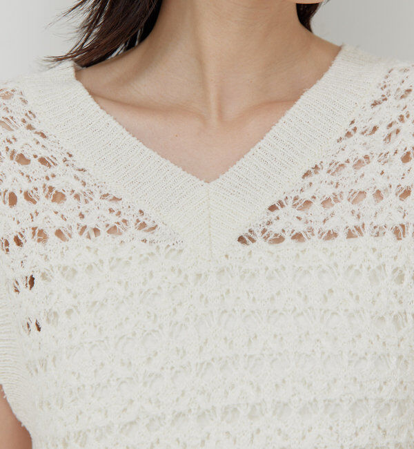  「透かし編みニットベスト」|ニット・セーター|