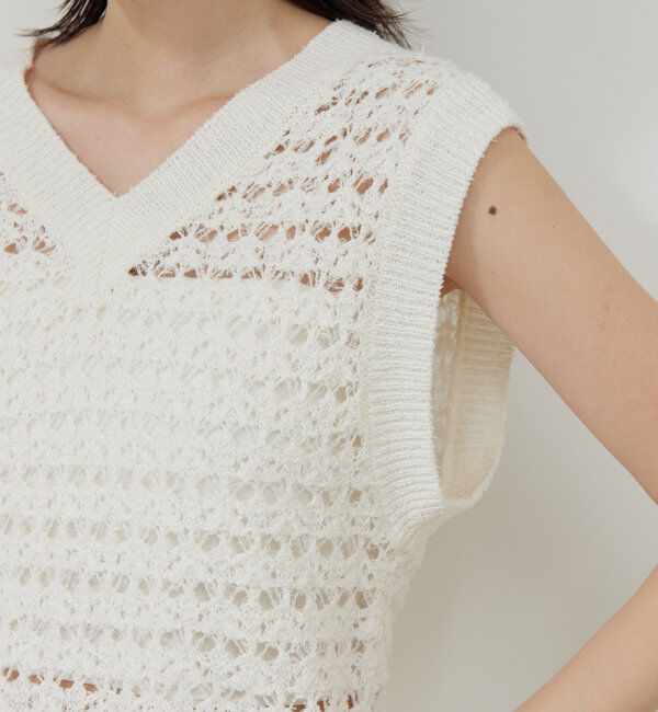  「透かし編みニットベスト」|ニット・セーター|
