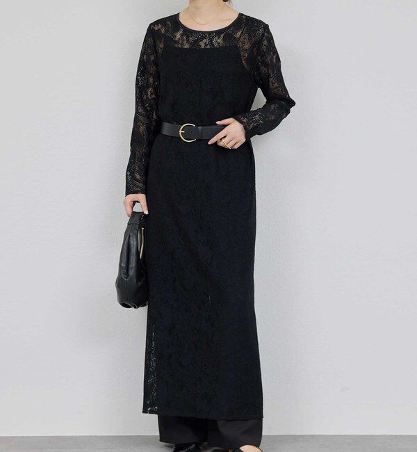  「ストレッチレースワンピース」|ワンピース|ブラック