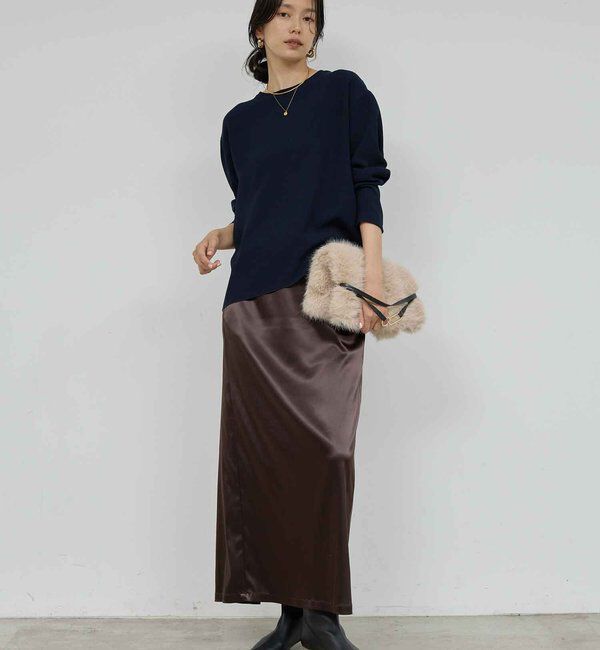  「【手洗い可能】ストレッチサテンタイトスカート」|スカート|