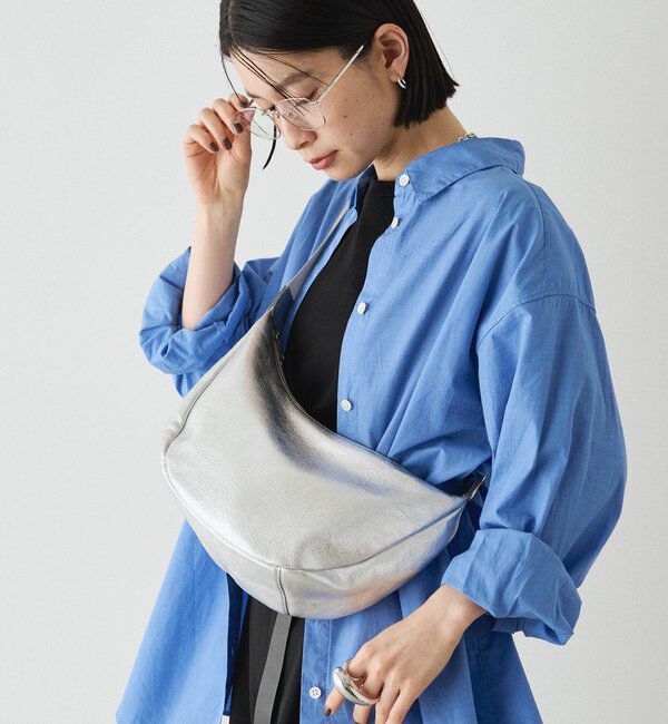  「ソフトレザーラウンドショルダーバッグ［silver］」|ショルダー・メッセンジャー|
