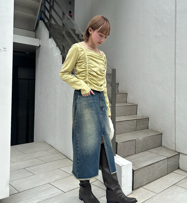  「[mline]ミディ丈デニムスカート」|スカート|