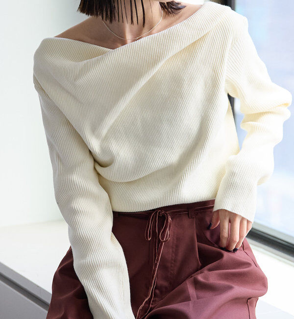  「【8色展開】オフショルリブニット」|ニット・セーター|