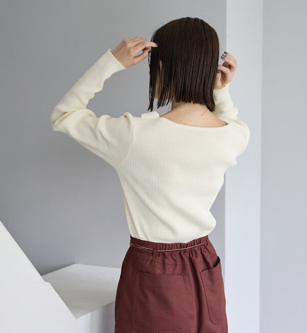  「【8色展開】オフショルリブニット」|ニット・セーター|