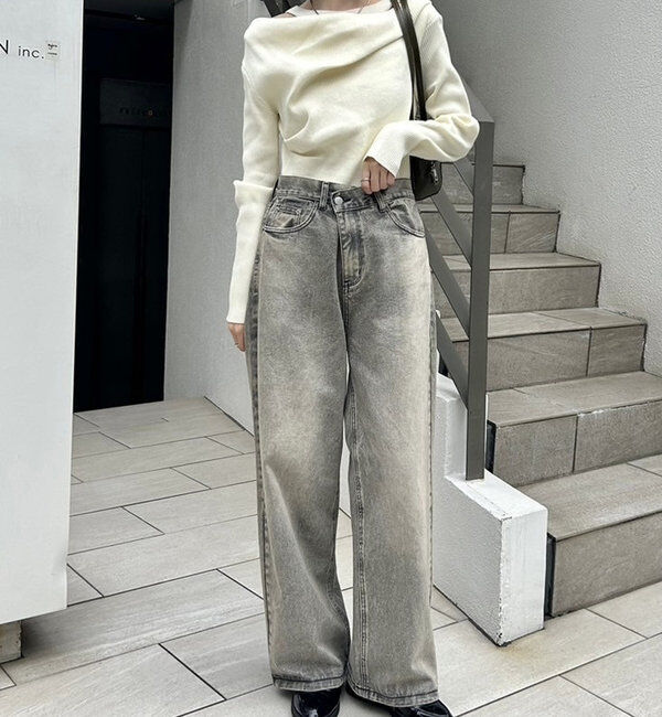  「【8色展開】オフショルリブニット」|ニット・セーター|