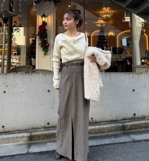  「【8色展開】オフショルリブニット」|ニット・セーター|