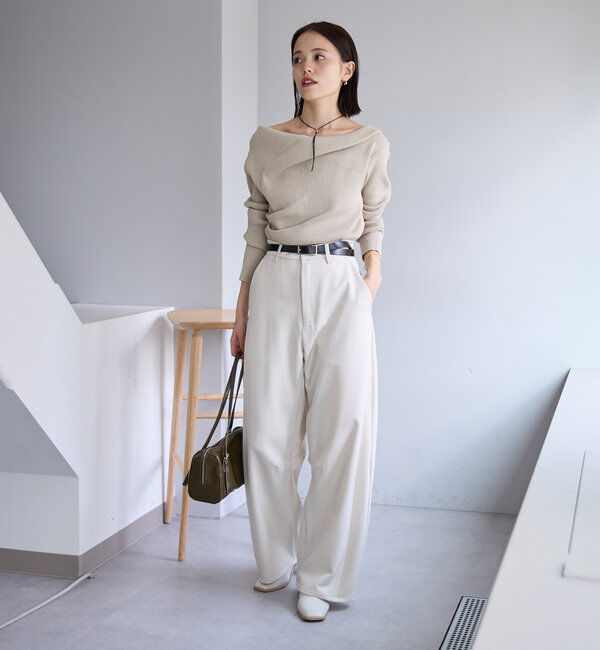  「【8色展開】オフショルリブニット」|ニット・セーター|