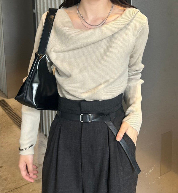  「【8色展開】オフショルリブニット」|ニット・セーター|