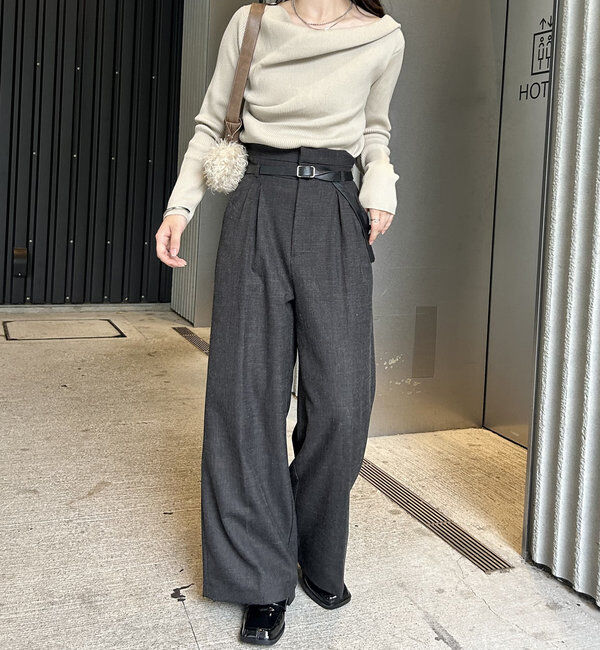  「【8色展開】オフショルリブニット」|ニット・セーター|