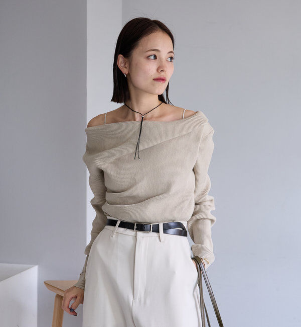  「【8色展開】オフショルリブニット」|ニット・セーター|