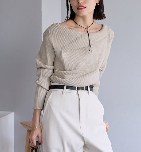  「【8色展開】オフショルリブニット」|ニット・セーター|