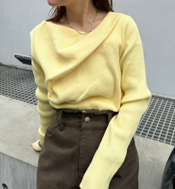  「【8色展開】オフショルリブニット」|ニット・セーター|