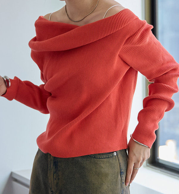  「【8色展開】オフショルリブニット」|ニット・セーター|