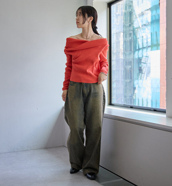  「【8色展開】オフショルリブニット」|ニット・セーター|