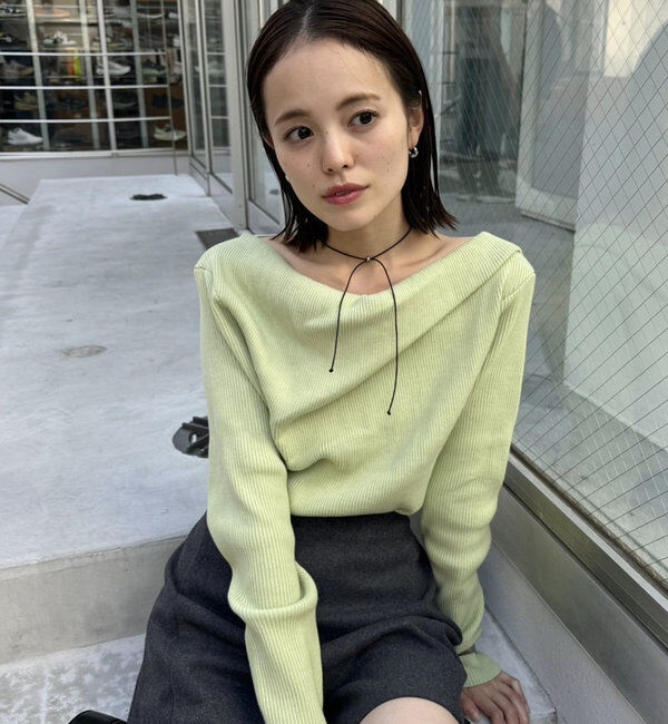  「【8色展開】オフショルリブニット」|ニット・セーター|