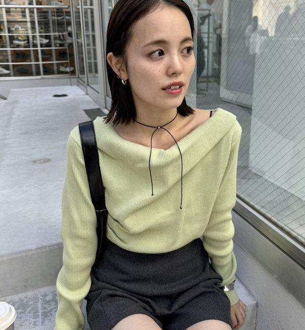  「【8色展開】オフショルリブニット」|ニット・セーター|