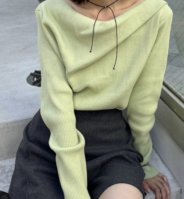  「【8色展開】オフショルリブニット」|ニット・セーター|