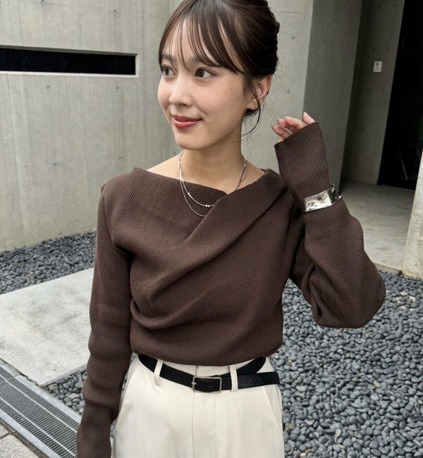  「【8色展開】オフショルリブニット」|ニット・セーター|