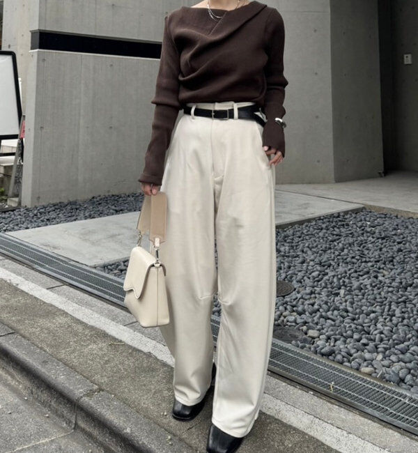  「【8色展開】オフショルリブニット」|ニット・セーター|