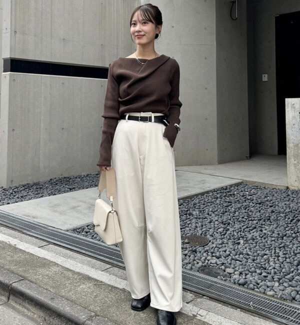  「【8色展開】オフショルリブニット」|ニット・セーター|