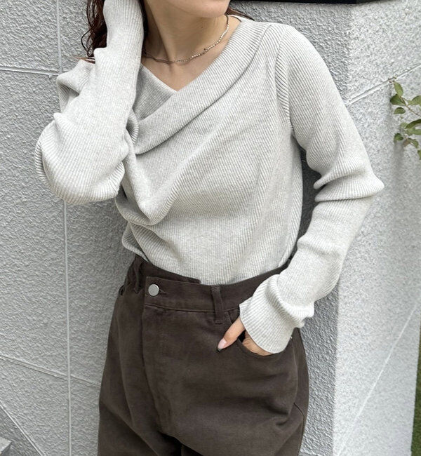  「【8色展開】オフショルリブニット」|ニット・セーター|